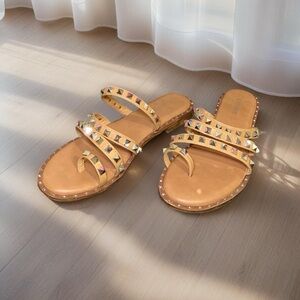 Elegant Studded Tan Sandals